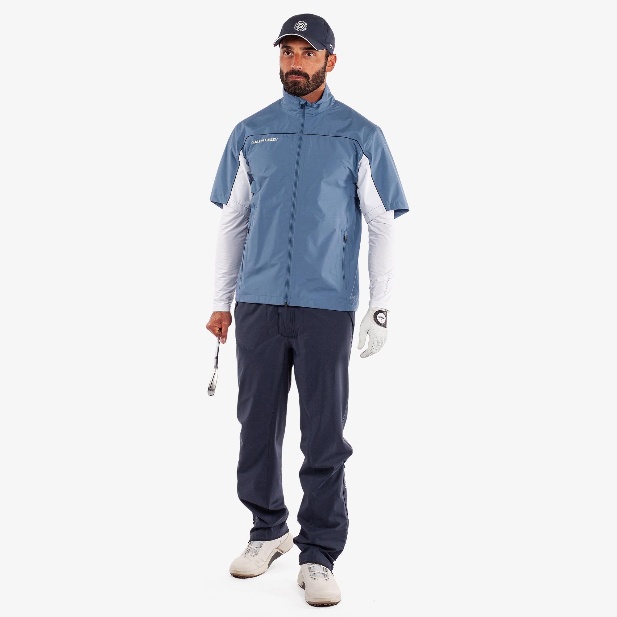 Galvin Green Air Dryvr Pertex Mens Short Sleeve Waterproof Golf Jacket Moonlight Blue/White